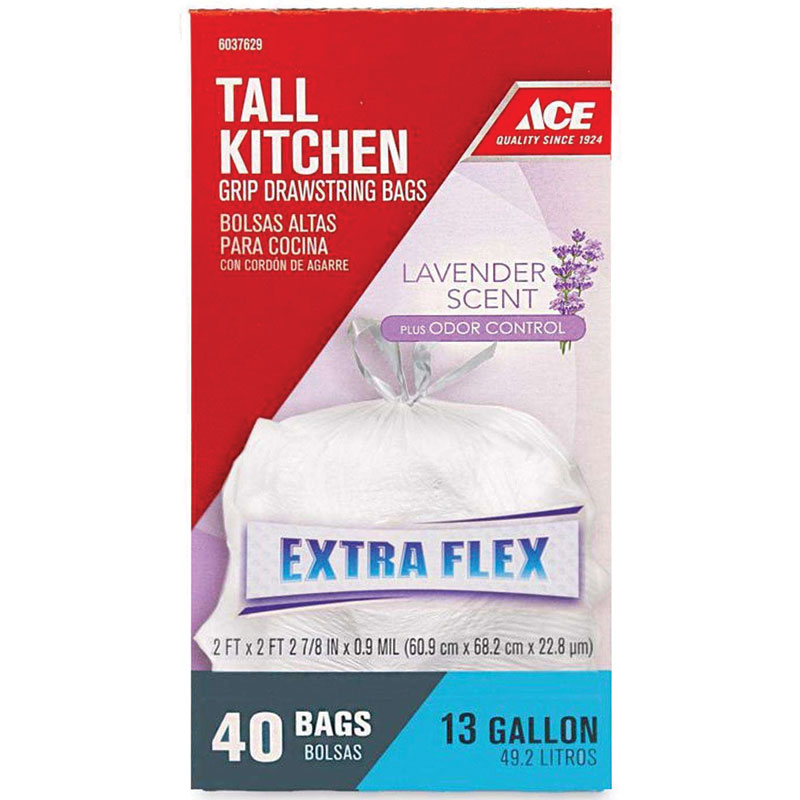 40 Ct. 13 Gal. Ace Tall Kitchen Bags Lavendar Scen