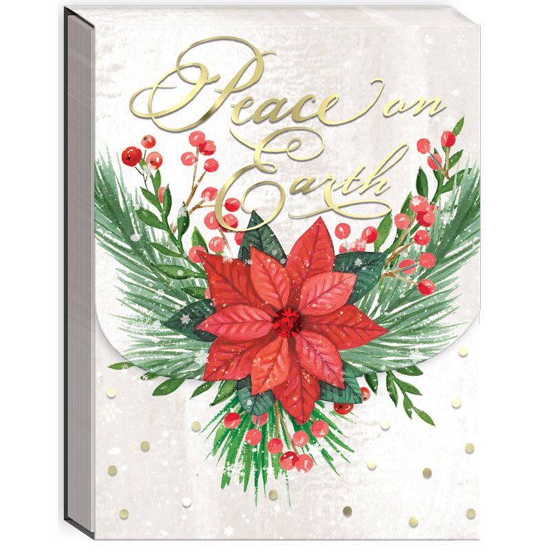 3" x 4" Punch Studio Peace Poinsettia Pocket Notepad