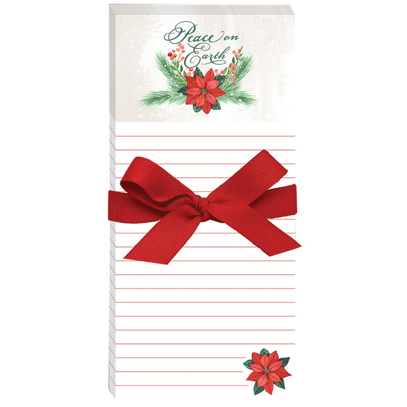 4" x 8.5" Punch Studio Peace Poinsettia Magnetic List Pad