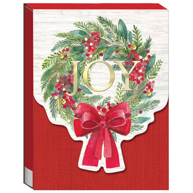3" x 4" Punch Studio Joy Wreath Christmas Pocket Notepad