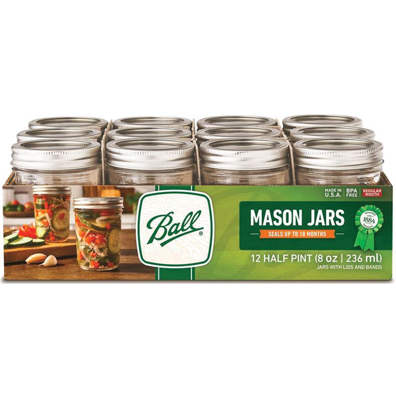 12 Pk. 8 Oz. Ball® Mason Jars - Half Pint
