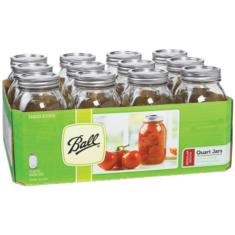 12 Pk. 1 Qt. Ball® Regular Mouth Mason Jars