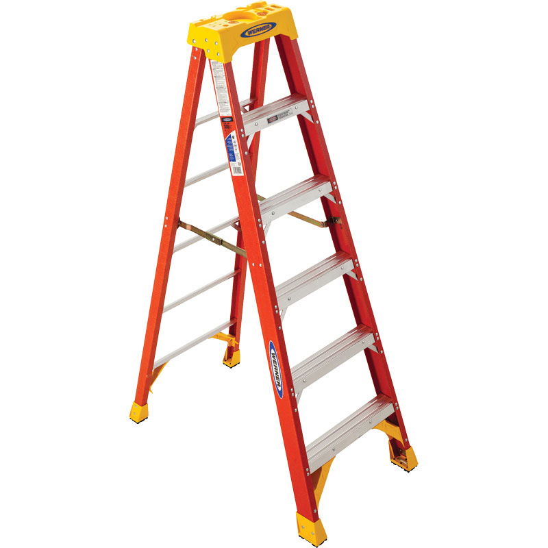 6' Werner® Heavy-Duty Fiberglass Step Ladder