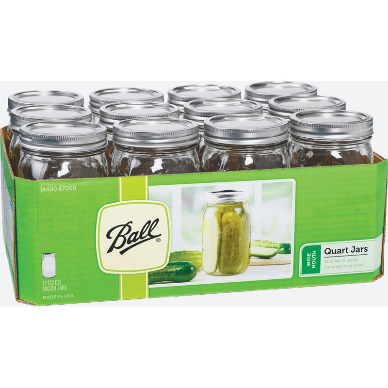 12 Pk. 1 Qt. Ball® Wide Mouth Mason Jars
