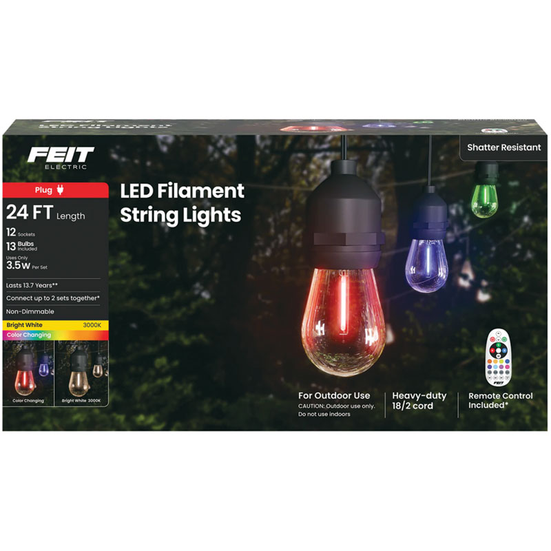 FEIT Electric 24' Color-Changing LED Filament String Lights