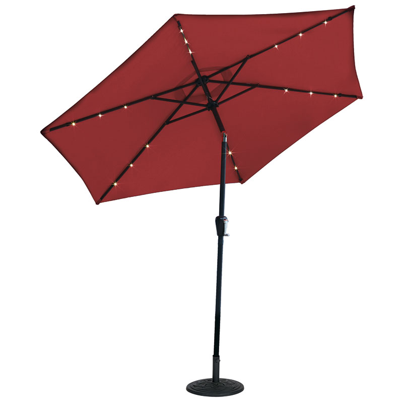 9' Living Accents™ Solar LED Tiltable Red Market Umbrella