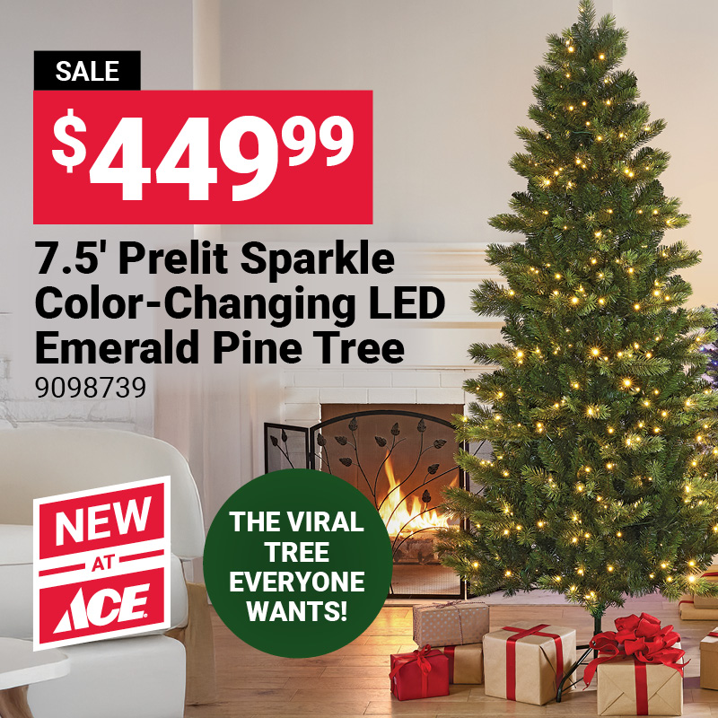 7.5' Prelit Sparkle Color-Changing LED Emerald Pine Tree