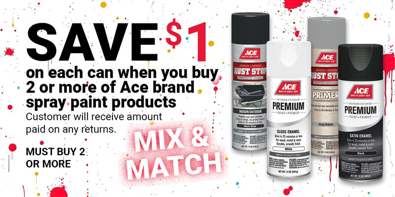 Save $1 on 2 or More Ace® Spray Paint Products