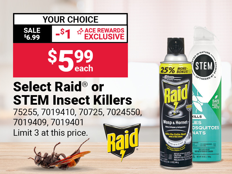 Save $1 on Select Raid® or Stem Insect Killers