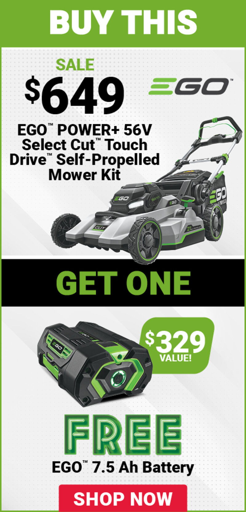 EGO™ POWER+ 56V Select Cut™ Touch Drive™ Self-Propelled Mower Kit